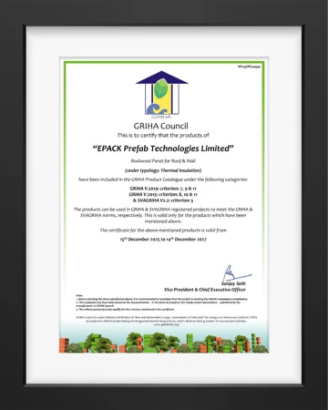 Griha Certificate 2025 Rockwool Panel For Wall & Roof